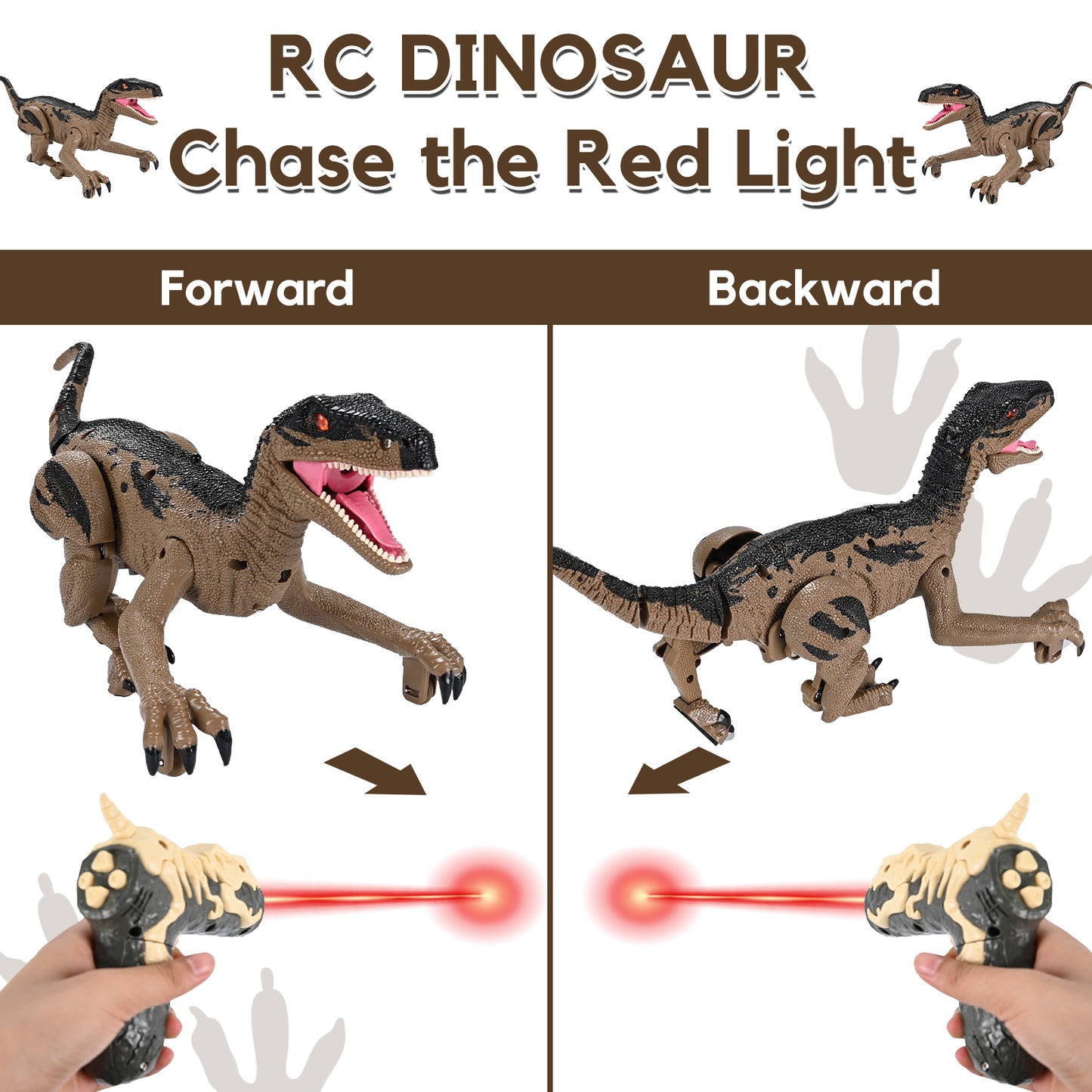 Remote Light Control Dinosaur Toys for Kids, Remote Control Dinosaur with Spray Sound, Walking & Roaring Simulation Velociraptor RC Dinosaur Toys for 3-12 Years Old Boys Girls