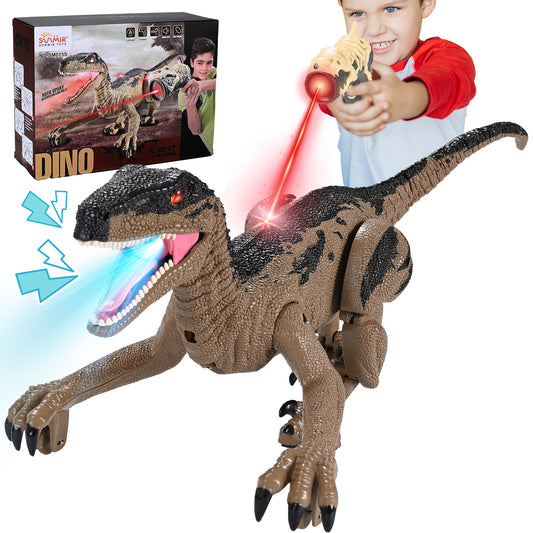 Remote Light Control Dinosaur Toys for Kids, Remote Control Dinosaur with Spray Sound, Walking & Roaring Simulation Velociraptor RC Dinosaur Toys for 3-12 Years Old Boys Girls
