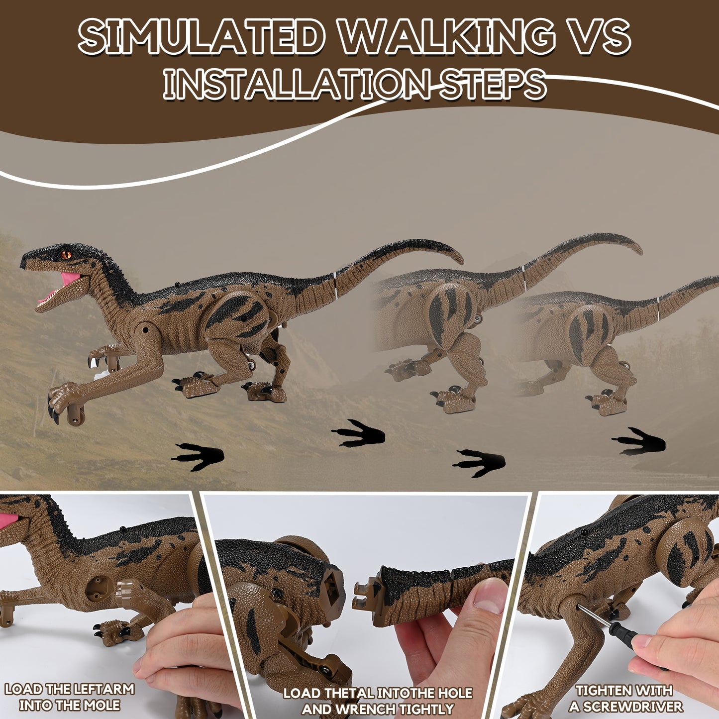 Remote Light Control Dinosaur Toys for Kids, Remote Control Dinosaur with Spray Sound, Walking & Roaring Simulation Velociraptor RC Dinosaur Toys for 3-12 Years Old Boys Girls