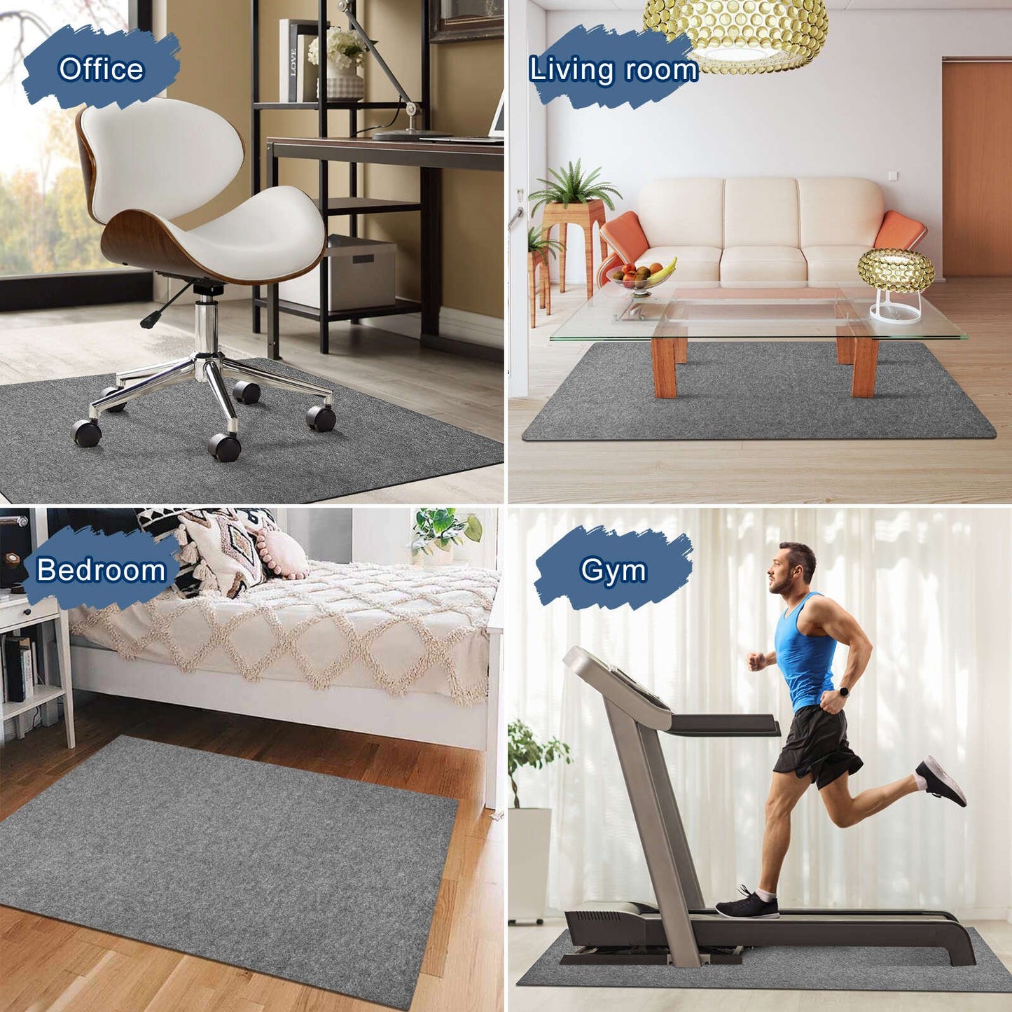 Chair Mat for Hardwood Floor,55" x 35" Office Chair Mats,Floor Protector Mat For Desk Chair,Light Gray