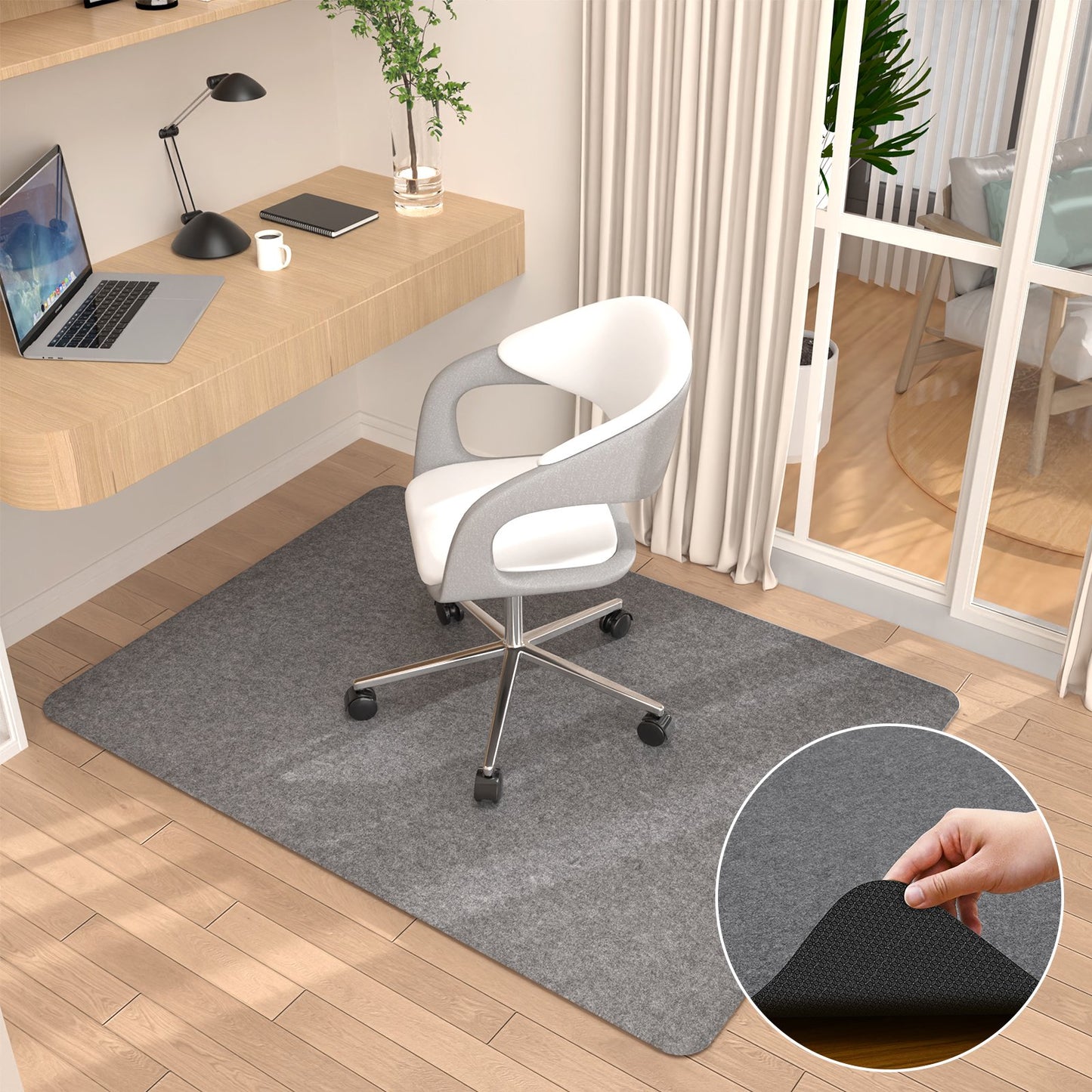 Chair Mat for Hardwood Floor,55" x 35" Office Chair Mats,Floor Protector Mat For Desk Chair,Light Gray